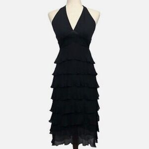 Laundry by Shelli Segal silk tiered ruffle halter dress